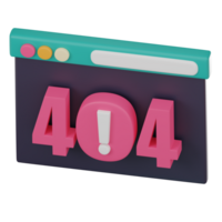 3D Icon of 404 Error for Website Glitches. 3D Render png