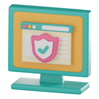 Secure Browsing Icon Online Privacy and Data Protection 3D render. png