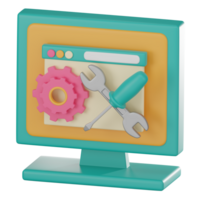 3D Icon of Web Page Under Construction for Digital Development. 3D Render png