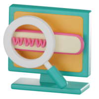 ciber navegación, 3d icono de web buscando icono y datos exploración. 3d hacer png