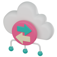 nube informática red, 3d icono de datos transferir y almacenamiento icono. 3d hacer png