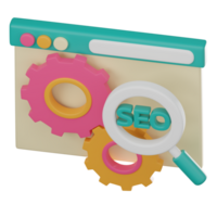 3d seo administración y estrategia icono. 3d hacer png