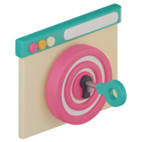 Digital Strategy Unveiled, Target Keyword 3D Icon for Online Marketing. 3D Render png