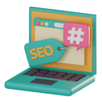 3D Icon SEO Tag for Online Optimization. 3D Render png