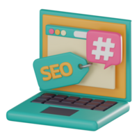 3d icono seo etiqueta para en línea mejoramiento. 3d hacer png