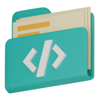 Coding Folder Icon for Software Development. 3D Render png