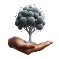 AI generated hand holding a small tree png