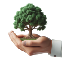 AI generated hand holding a small tree png