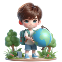 AI generated Child holding the earth globe png