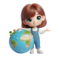 AI generated Child holding the earth globe png