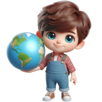 AI generated Child holding the earth globe png