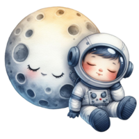 ai generiert ein Astronaut Schlafen auf das Mond mit ein Lächeln png