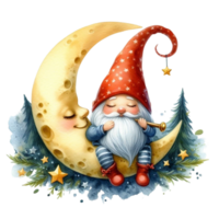 AI generated a cute little elf sleeping on the moon png