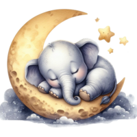 AI generated elephant sleeping on the moon png