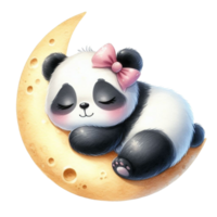 AI generated panda sleeping on the moon png