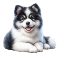 ai gerado fofa cachorro desenhado com aquarelas png