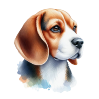 ai gerado fofa cachorro desenhado com aquarelas png