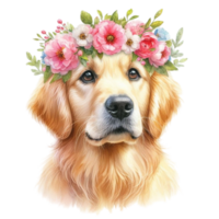 ai gerado fofa cachorro desenhado com aquarelas png