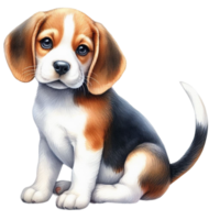 ai généré mignonne chien tiré avec aquarelles png