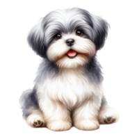 ai généré mignonne chien tiré avec aquarelles png