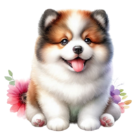 AI generated Cute dog drawn with watercolors png