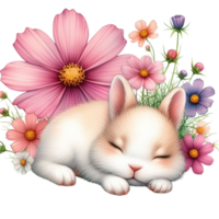 ai gegenereerd een schattig konijn met bloemen png