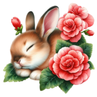 ai generiert ein süß Hase mit Blumen png