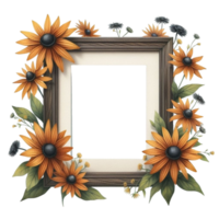 AI generated a frame with flowers png