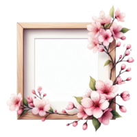 ai gerado uma quadro, Armação com flores png