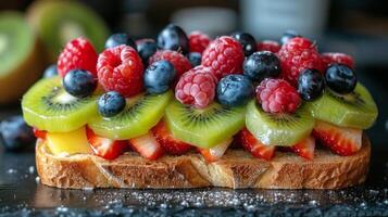 AI generated Fruit-topped Bread Slice photo