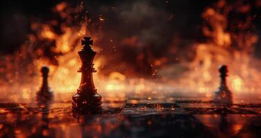 AI generated Group of Chess Pieces on Chess Board photo