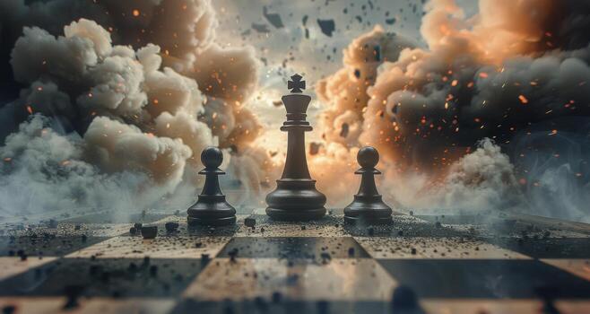 AI generated Smoke Emitting From Chessboard photo