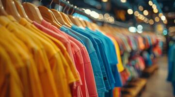 AI generated Rack of Colorful Shirts in a Store photo