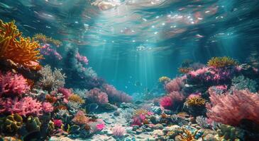 ai generado submarino ver de coral arrecife foto