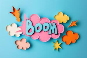 AI generated Colorful boom text in 3d comic style photo