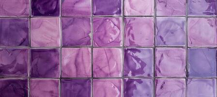 AI generated Glossy purple square tiles that gives a sense of luxury and modern design aesthetics photo