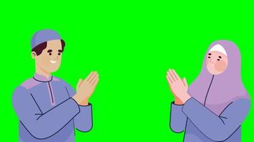 eid mubarak, Mens en vrouw vergeven elk andere animatie voor intro video