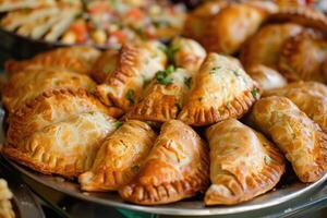 ai generado clasificado empanadas alimento. frito horneado Pastelería comida. foto