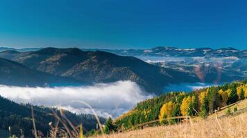 Time lapse of Clouds move in Carpathian mountains. 4K video