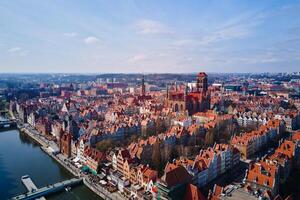 Aerial view of Gdansk city in Poland. photo