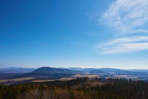 Natural landscape with mountain ranges and valleys photo