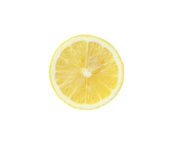 Top view of beautiful yellow lemon half isolated with clipping path in png file format