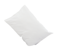 White pillow with cases after guest's use in hotel or resort room isolated with clipping path in png file format