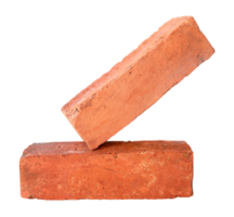 Side view of old red or orange bricks in stack isolated with clipping path in png file format