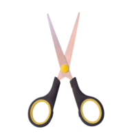 Top view of small multipurpose scissors with black handle isolated with clipping path in png file format