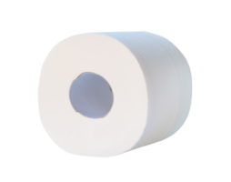 Side view of white tissue paper roll isolated with clipping path in png file format