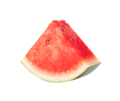 Front view or side view of red watermelon slice isolated with clipping path in png file format