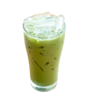 Top view of matcha green tea with condensed milk isolated  with clipping path in png file format