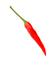 Top view of red chili pepper isolated with clipping path in png file format