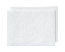 Top view of folded tissue paper or toilet paper isolated with clipping path in png file format